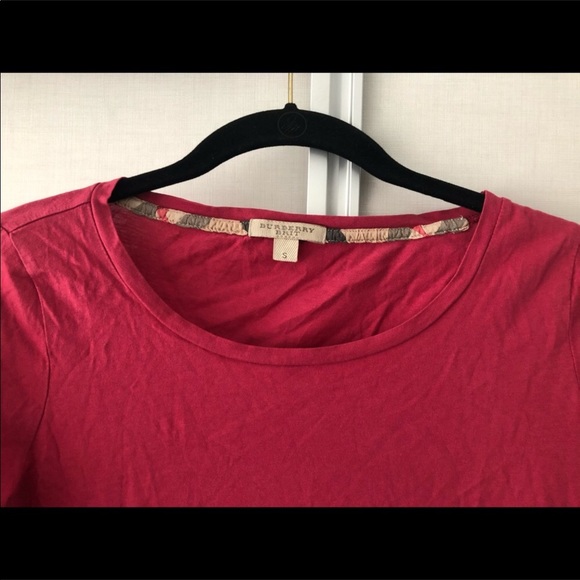 Burberry Brit Red Nova Plaid Longsleeve Tee Shirt Top Blouse Cotton Scoop Neck M - Picture 4 of 8